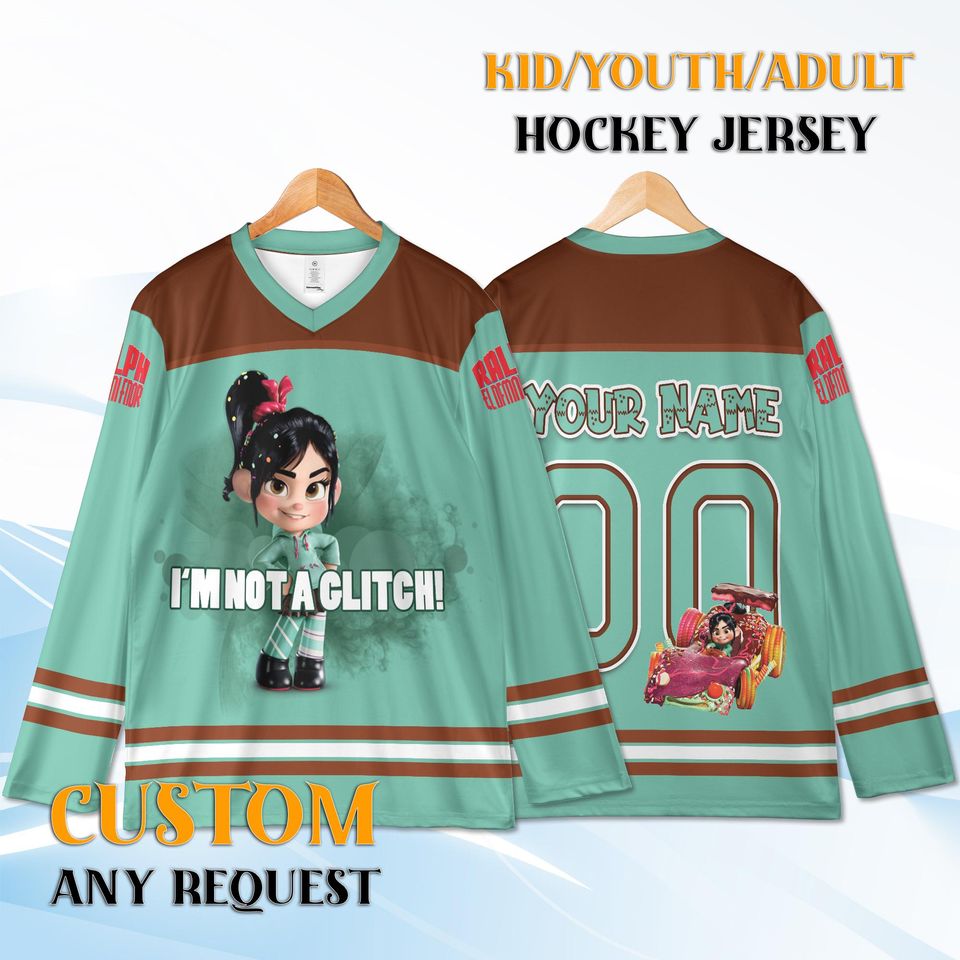 Custom Vanellope Hockey Jersey  Personalized Wreck-It Ralph Shirt