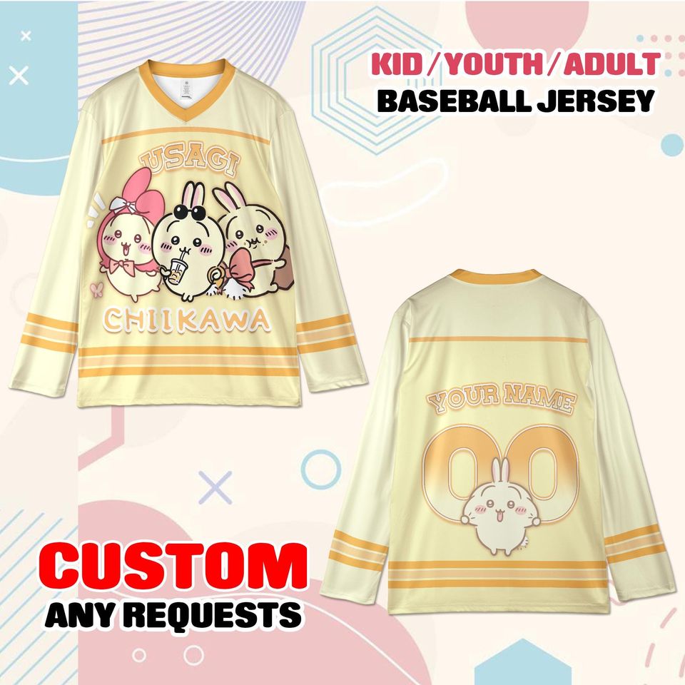 Custom Usagi Chiikawa Baseball Jersey  Kawaii Anime Shirt
