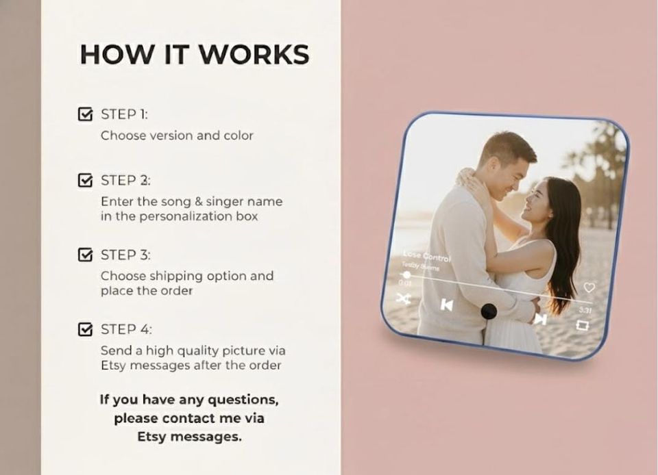 Personalized Photo Music Magnet, Custom Voicemail Gift
