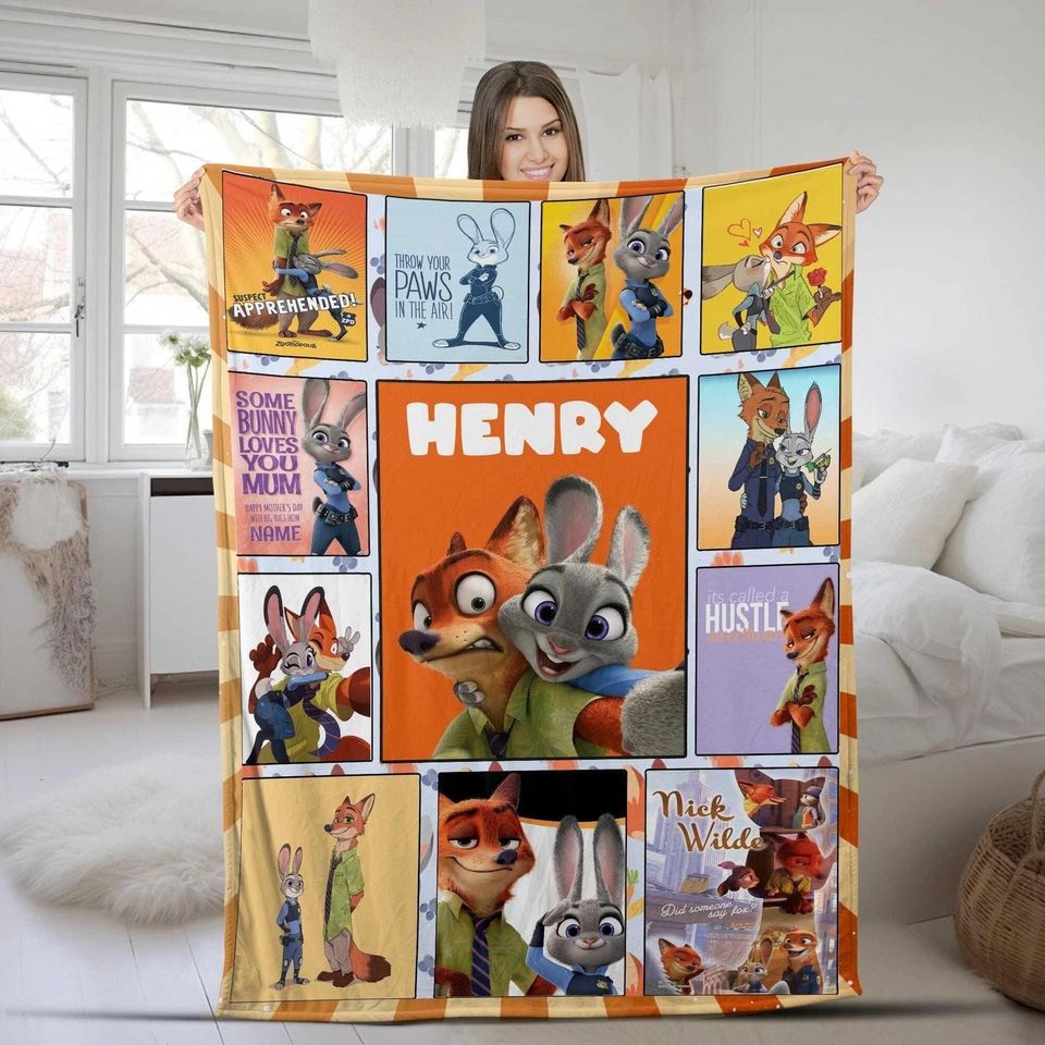 Personalized Disneyland Zootopia Fleece Blanket for Kids and Couples
