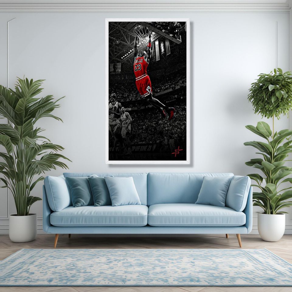 Michael Jordan Dunk Canvas, Bulls, NBA Sports Wall Art