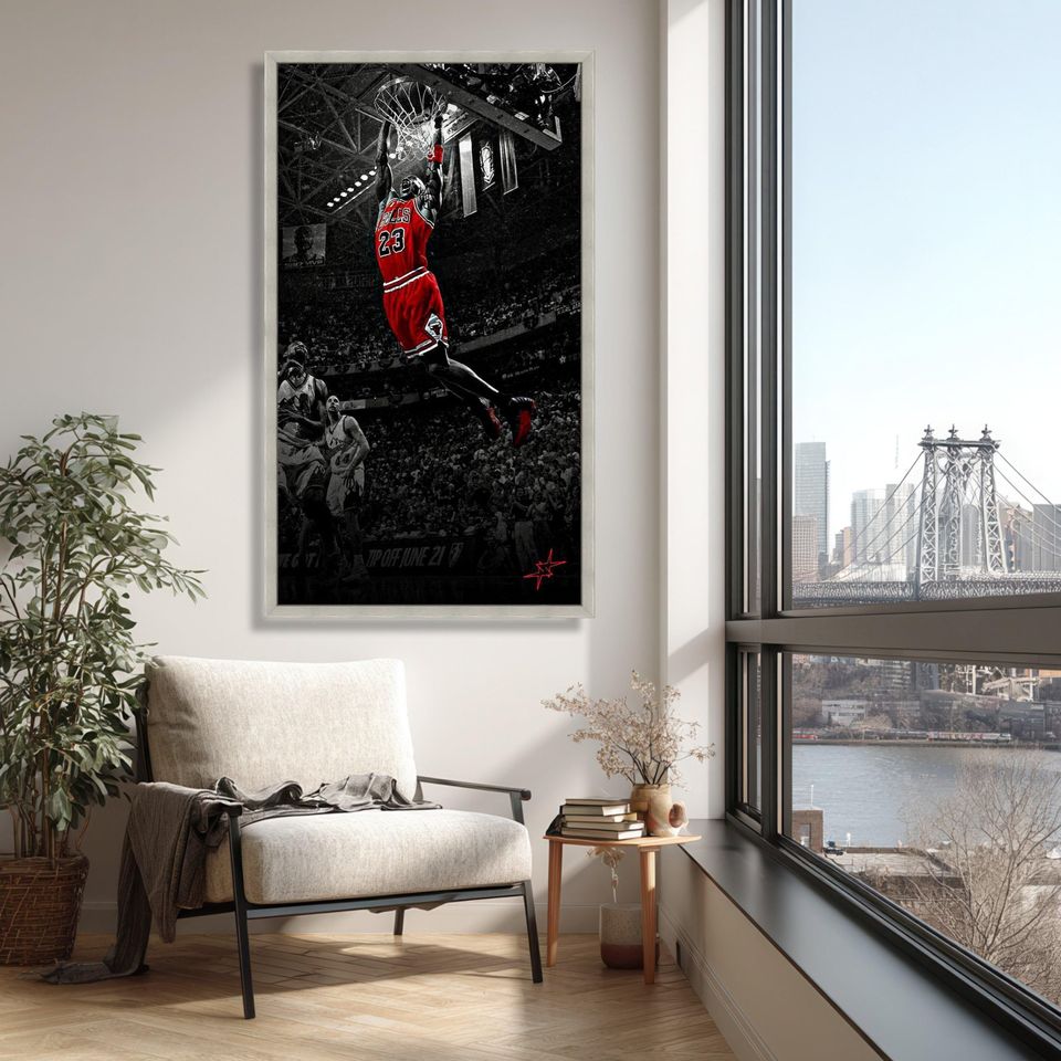 Michael Jordan Dunk Canvas, Bulls, NBA Sports Wall Art