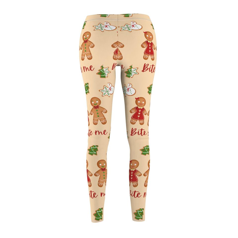 Holiday Gingerbread Print Leggings with Christmas Cookie Pattern