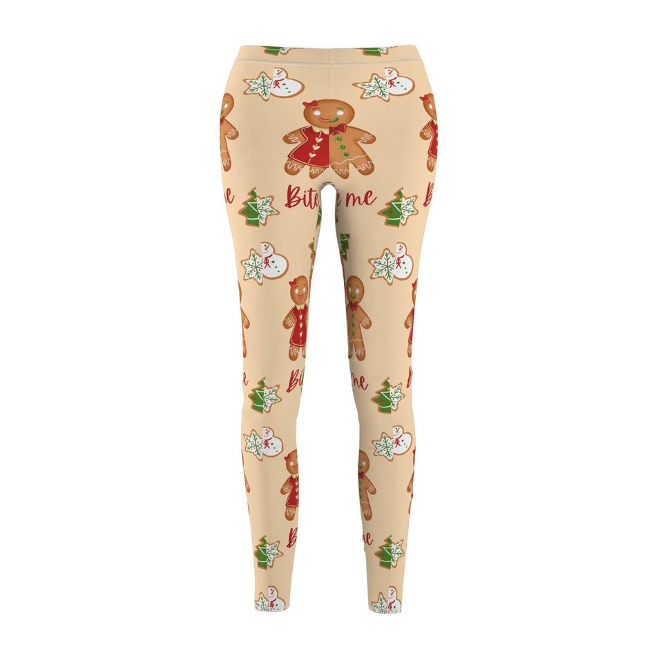 Holiday Gingerbread Print Leggings with Christmas Cookie Pattern