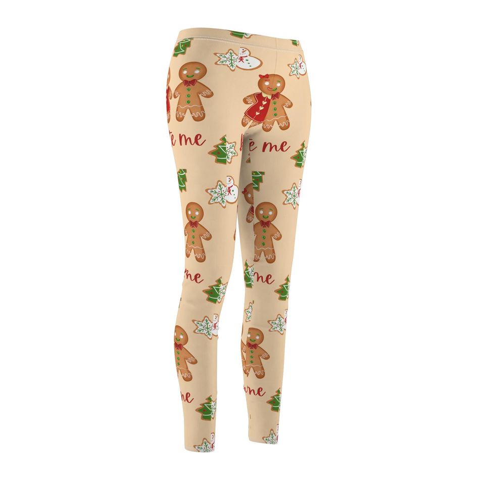 Holiday Gingerbread Print Leggings with Christmas Cookie Pattern