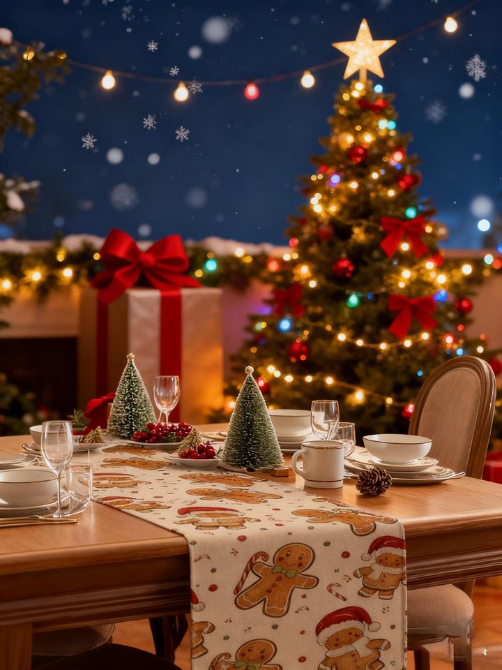 Christmas Gingerbread Table Runner