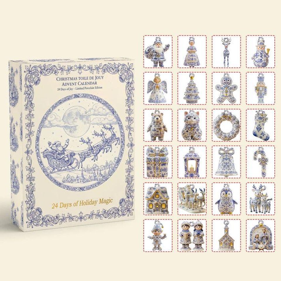 Christmas Toile De Jouy Christian Advent Calendar, Gift For Jesus Lover, Faith Based, Christian Home Decor, Christmas Countdown Calendar