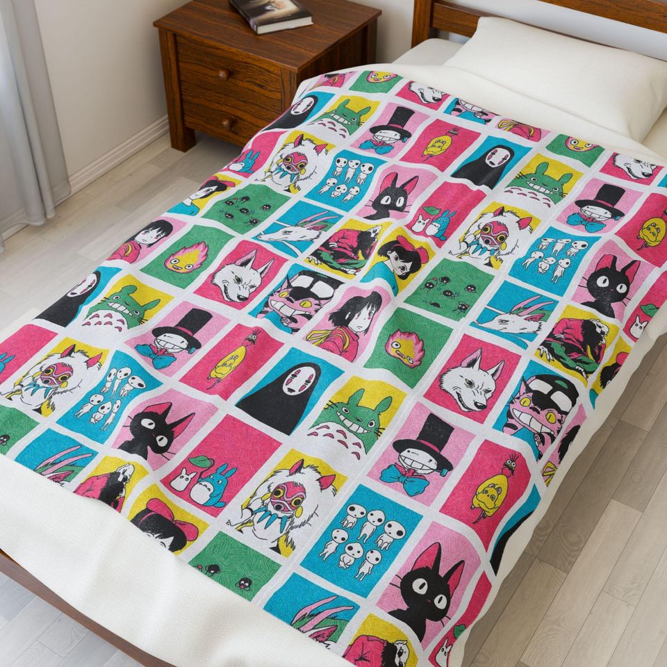 Studio Ghibli Blanket | Spirited Away, Totoro, Kiki Pattern