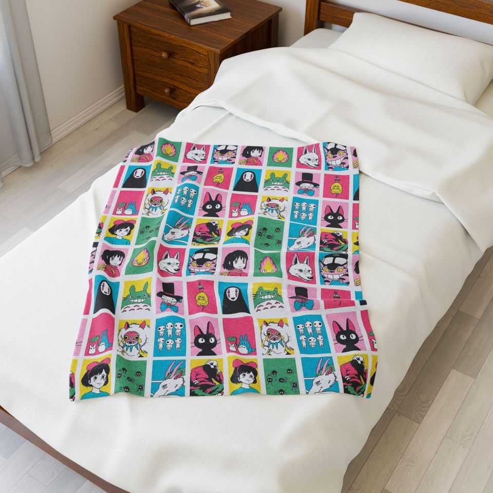 Studio Ghibli Blanket | Spirited Away, Totoro, Kiki Pattern