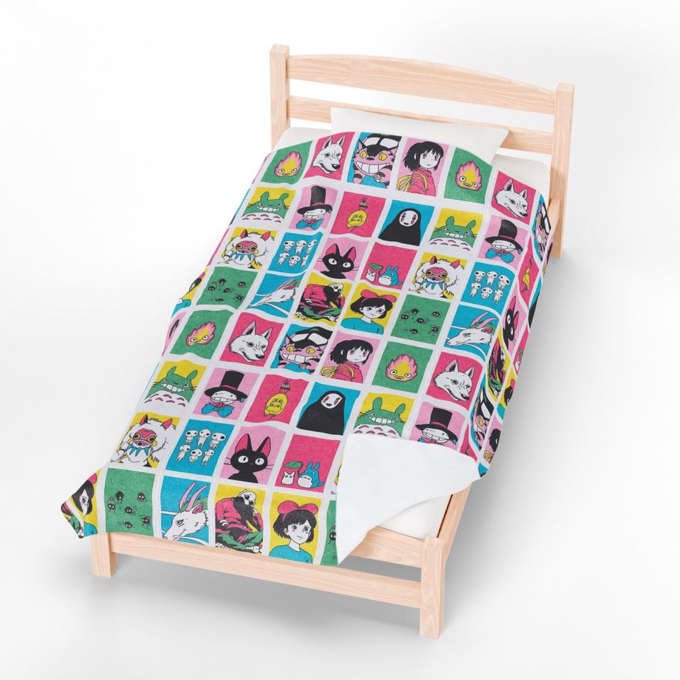 Studio Ghibli Blanket | Spirited Away, Totoro, Kiki Pattern
