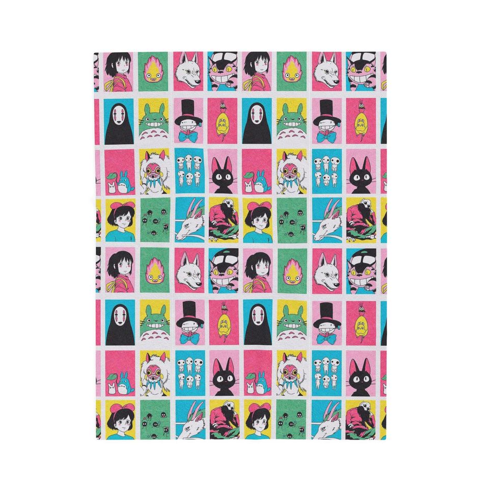 Studio Ghibli Blanket | Spirited Away, Totoro, Kiki Pattern