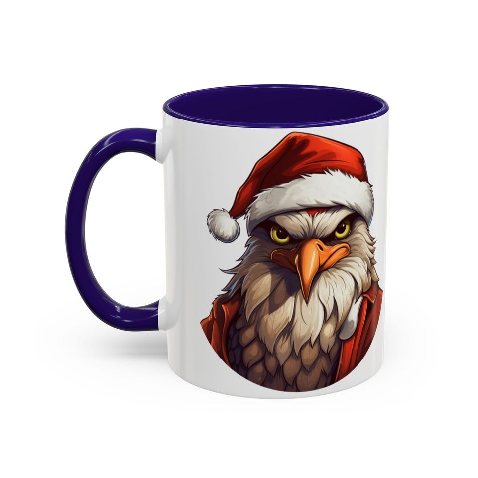 Eagle Santa Coffee Mug, Festive Holiday Ceramic Drinkware