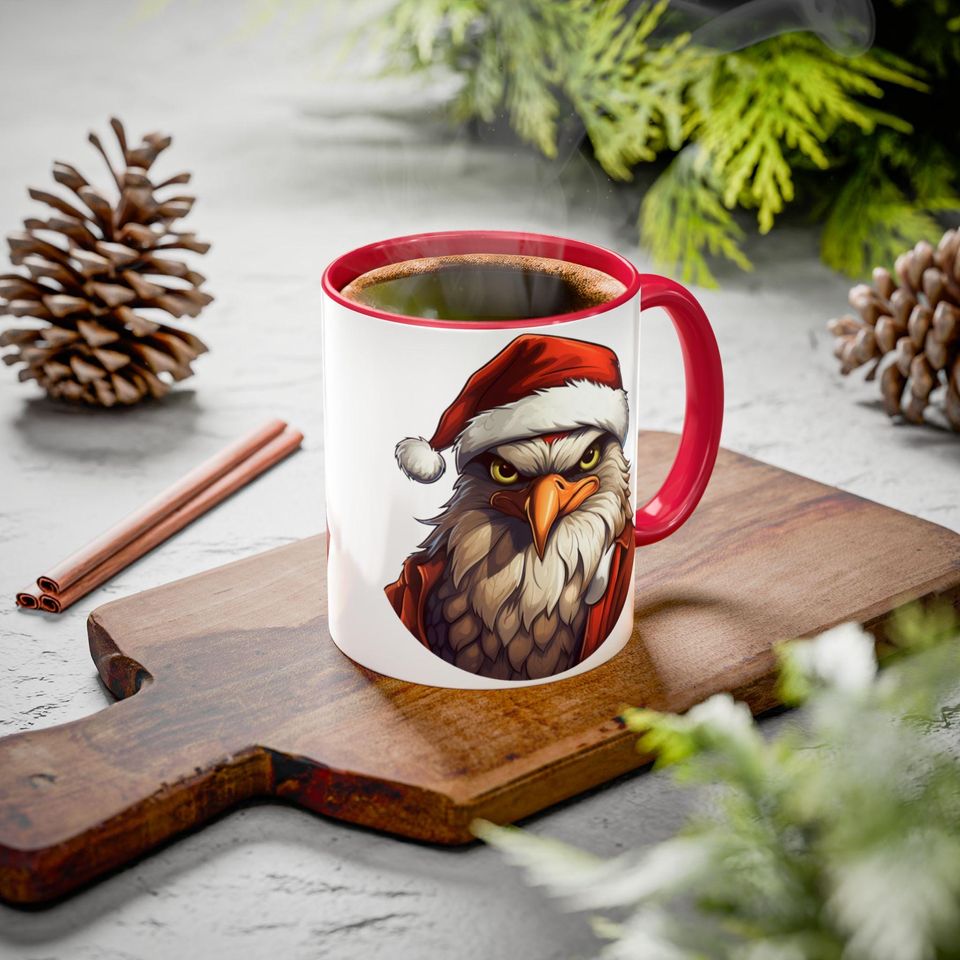 Eagle Santa Coffee Mug, Festive Holiday Ceramic Drinkware