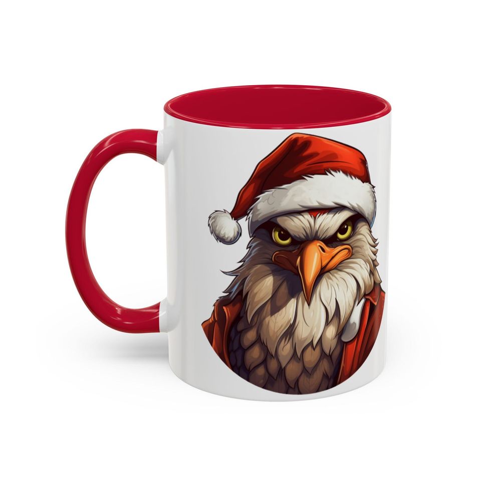Eagle Santa Coffee Mug, Festive Holiday Ceramic Drinkware