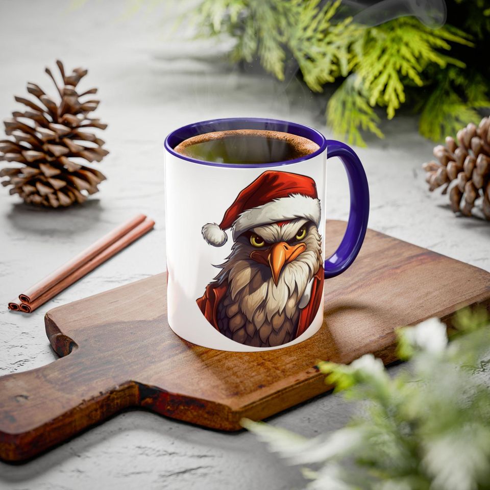 Eagle Santa Coffee Mug, Festive Holiday Ceramic Drinkware