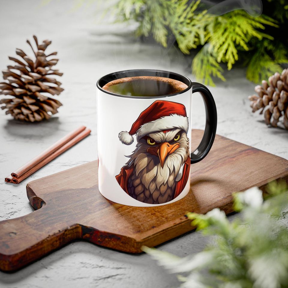 Eagle Santa Coffee Mug, Festive Holiday Ceramic Drinkware