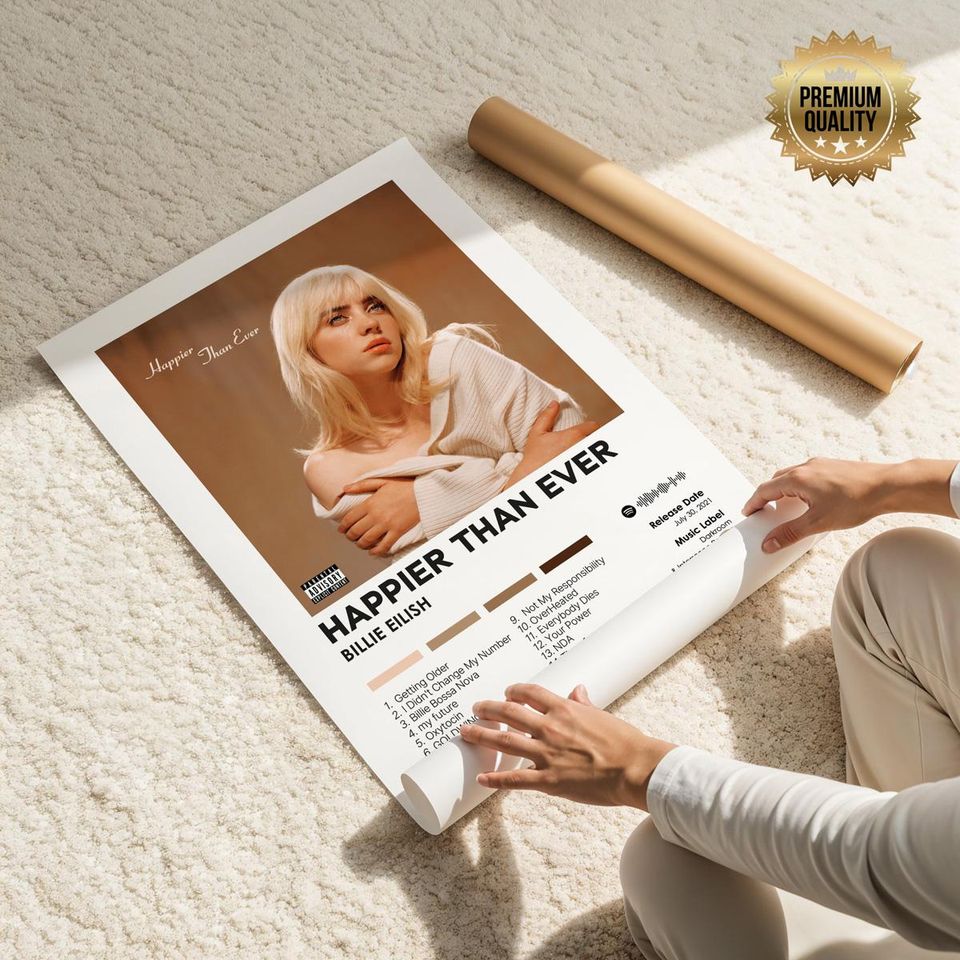 Happier Than Ever - Billie Eilish - Premium Semi-Gloss Poster - Unframed