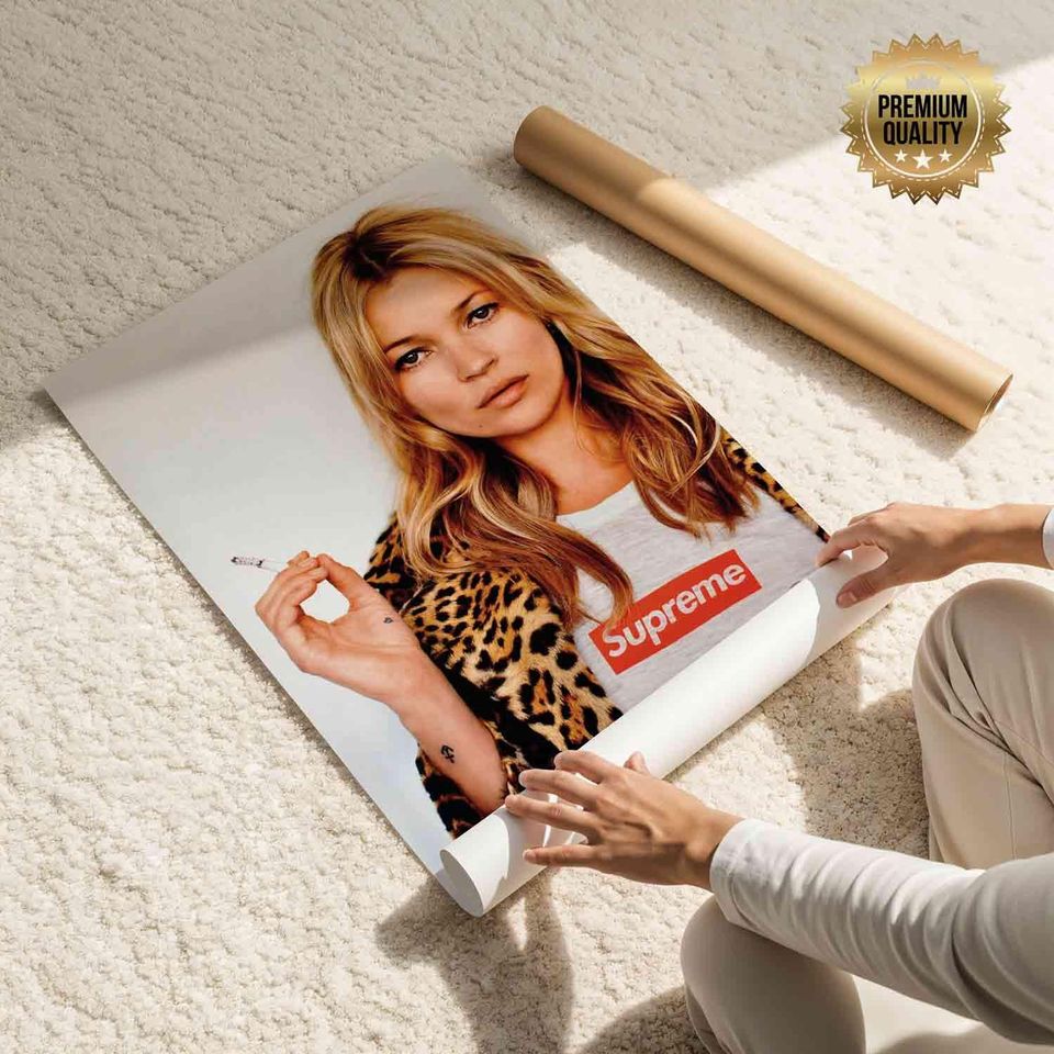 Kate Moss - Supreme - Premium Semi-Gloss Paper Poster - Unframed