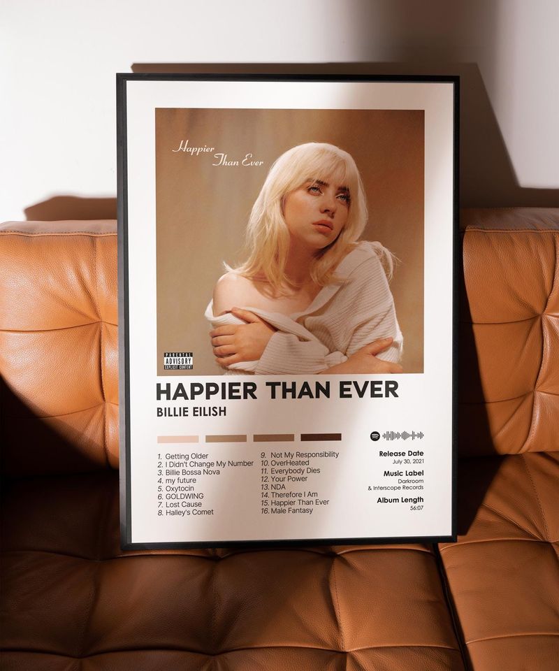 Happier Than Ever - Billie Eilish - Premium Semi-Gloss Poster - Unframed