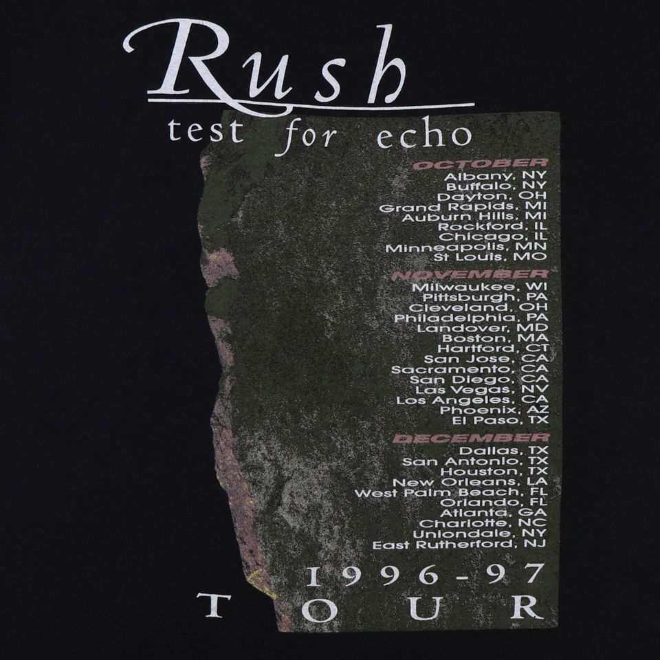 vintage 1996 Rush Test For Echo Tour Shirt