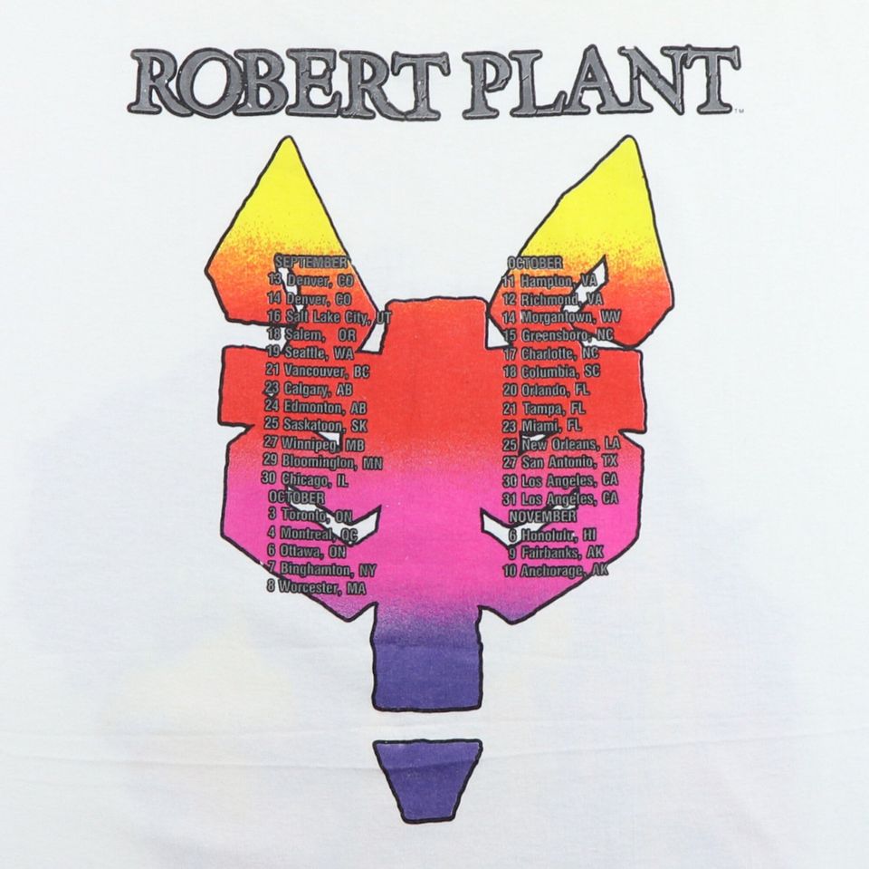 vintage 1990 Robert Plant Manic Nirvana Tour Shirt