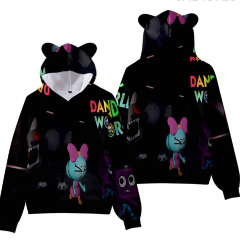 Dandys World Hoodie 3D Cartoon Character Pullover with Ears