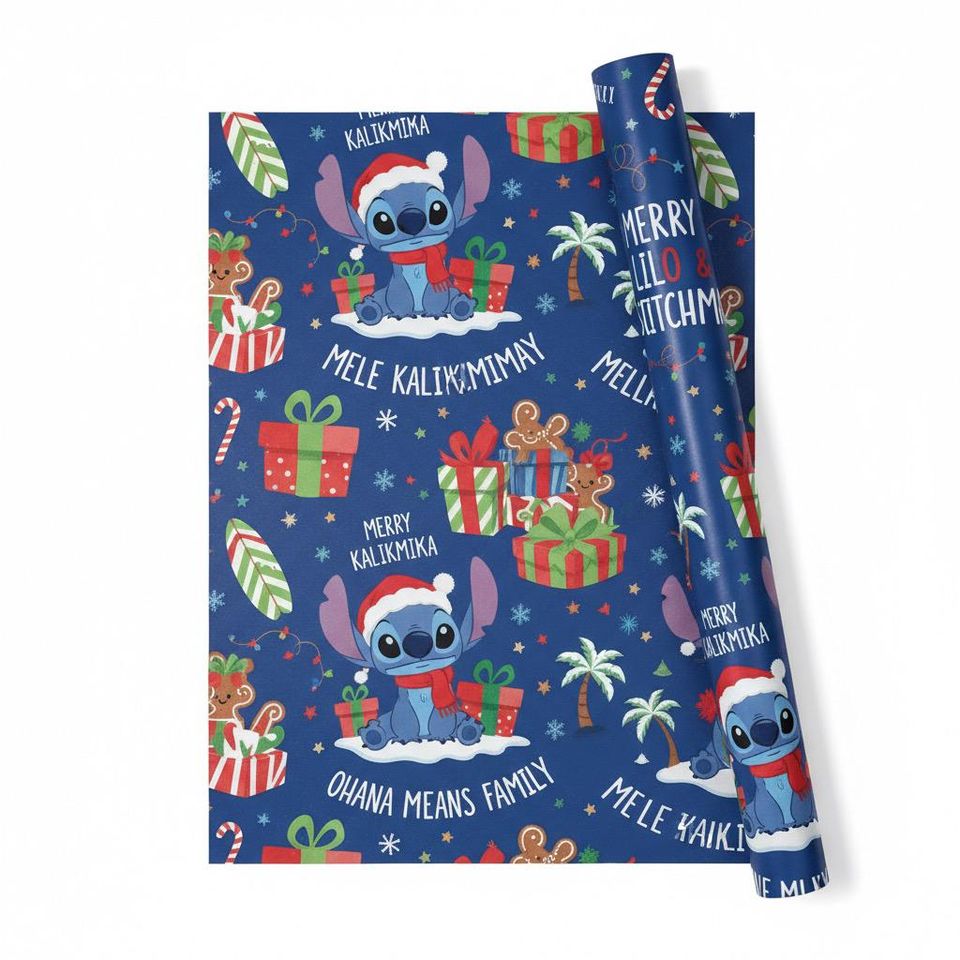 Stitch Christmas Wrapping Paper Digital Print