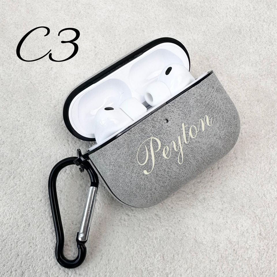 Personalized Engraved Frosted Leather AirPods Case, Protective Cover with Clip, Laser-Customized Headphone Case
