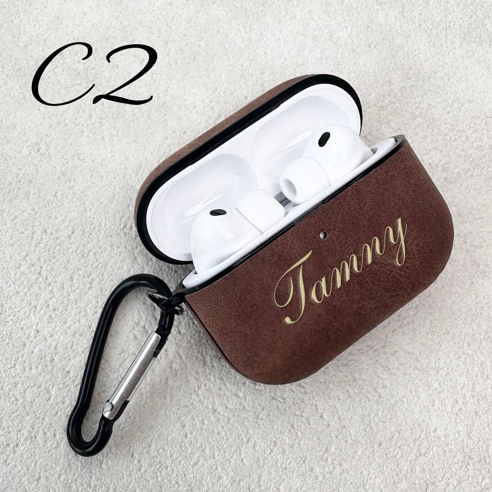 Personalized Engraved Frosted Leather AirPods Case, Protective Cover with Clip, Laser-Customized Headphone Case