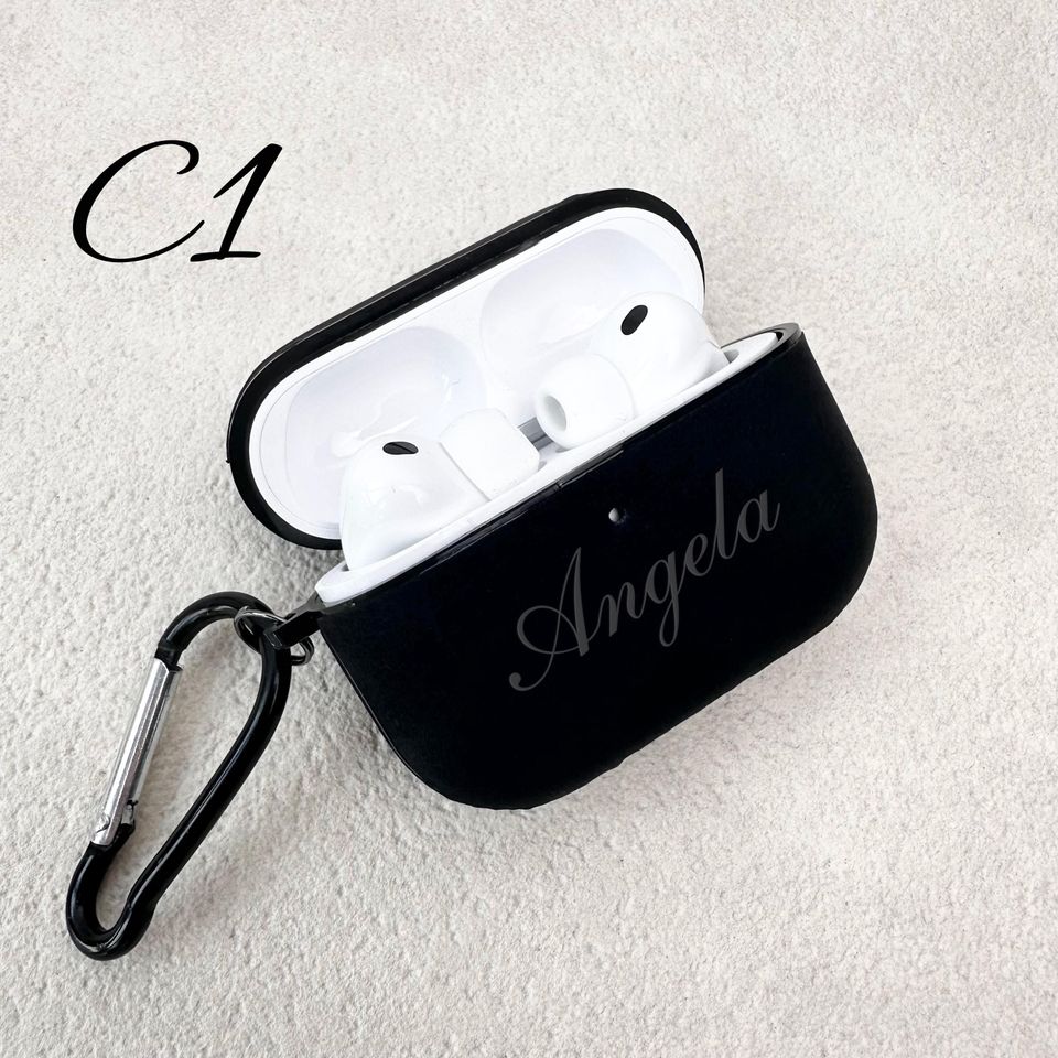 Personalized Engraved Frosted Leather AirPods Case, Protective Cover with Clip, Laser-Customized Headphone Case
