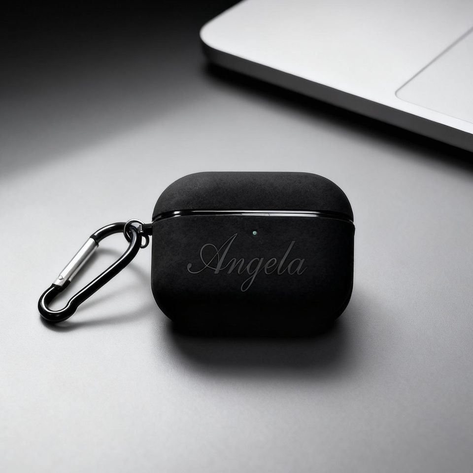 Personalized Engraved Frosted Leather AirPods Case, Protective Cover with Clip, Laser-Customized Headphone Case