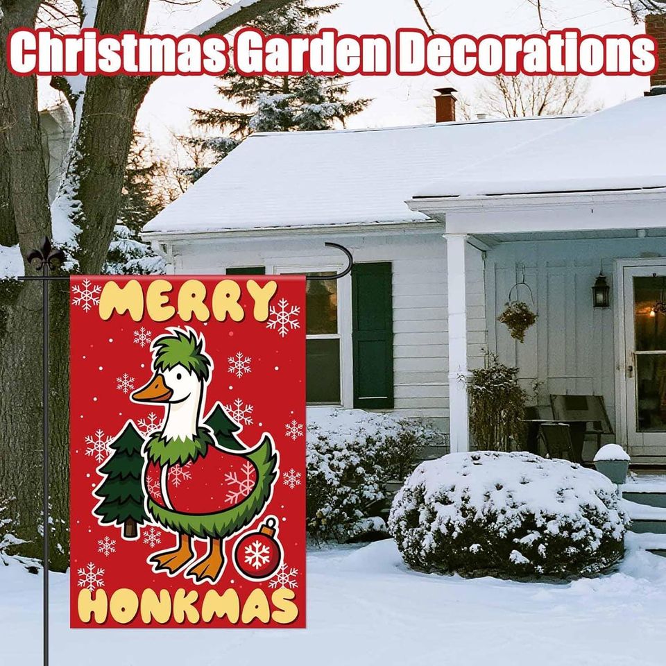 Merry Honkmas Christmas Goose Garden Flag, Seasonal Decor