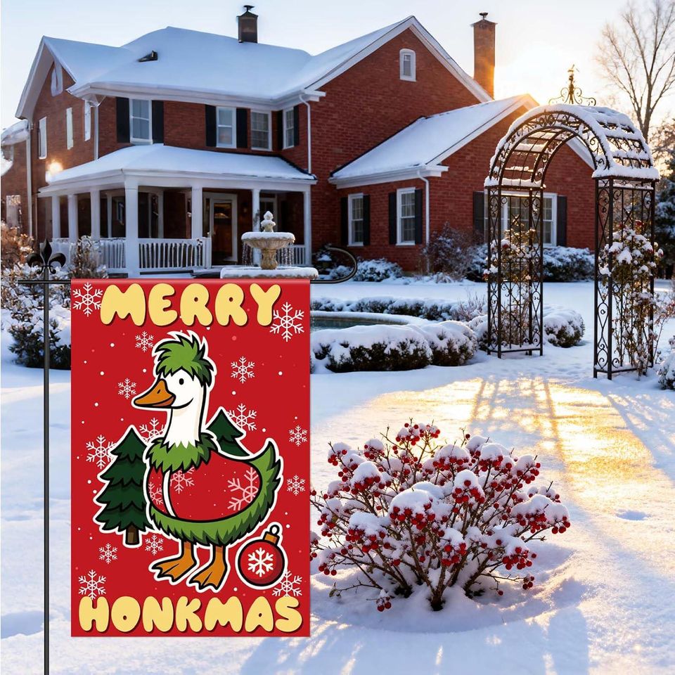 Merry Honkmas Christmas Goose Garden Flag, Seasonal Decor