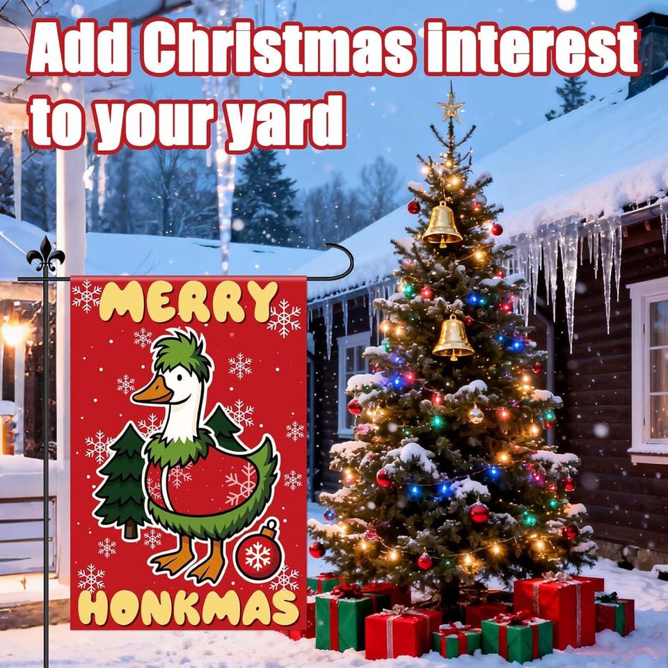 Merry Honkmas Christmas Goose Garden Flag, Seasonal Decor