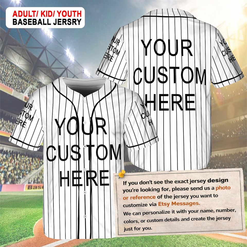 Custom Pinstripe Baseball Jersey, Personalized Team Name & Number, Baseball Couple Gift
