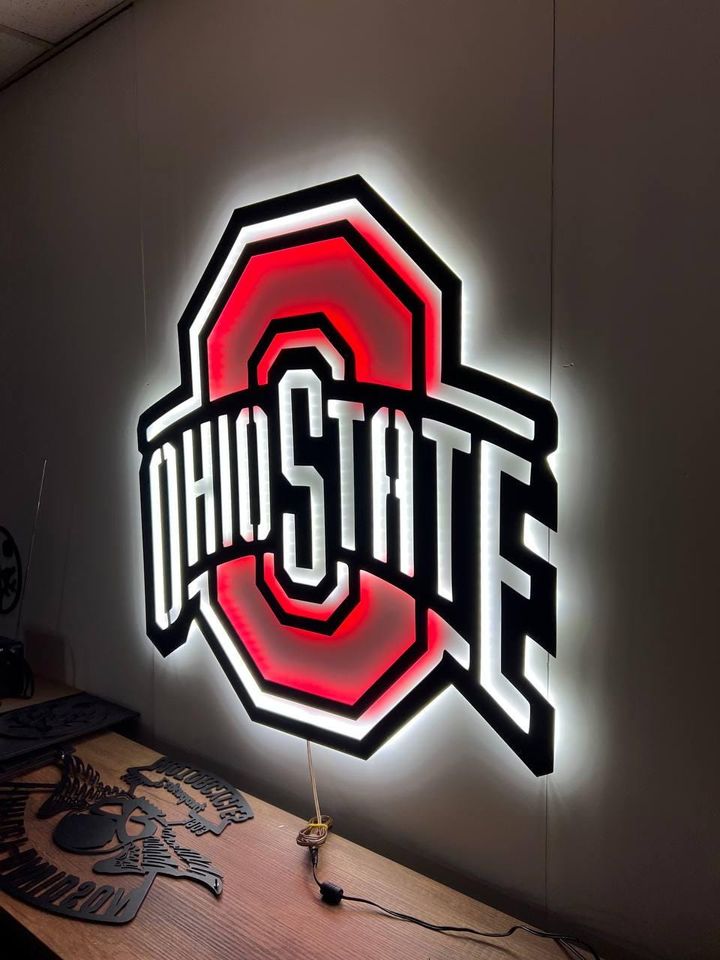 Ohio State Buckeyes LED Metal Wall Sign  Ultimate Game Room & Fan Decor