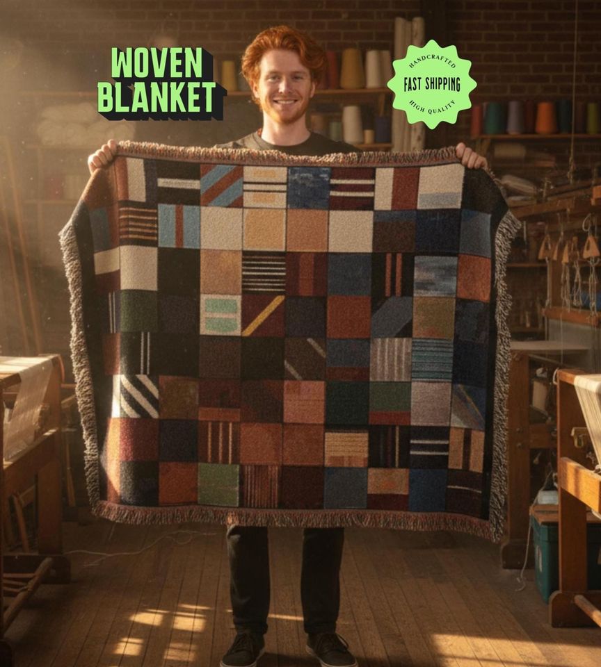 Wizard School Patchwork Woven Blanket | 52x37in | Woven in USA | Dorm Magic
