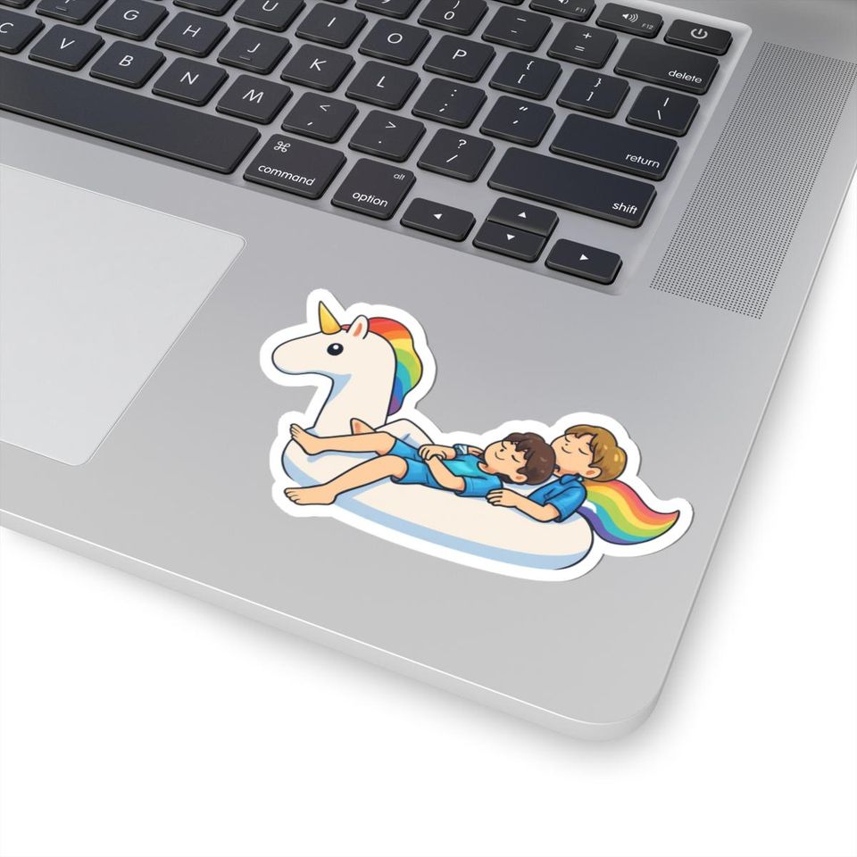 Rainbow Unicorn Float Die-Cut Sticker featuring BTS Jimin and Jungkook