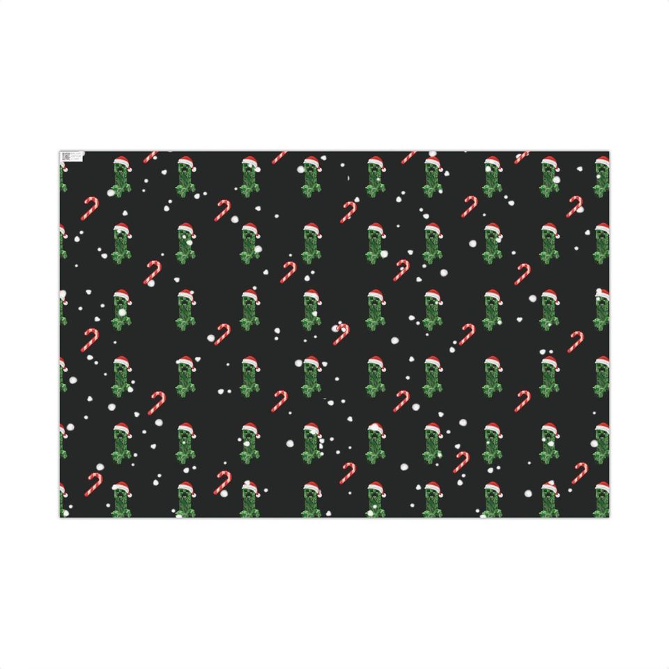 Minecraft Creeper Holiday Gift Wrap Paper