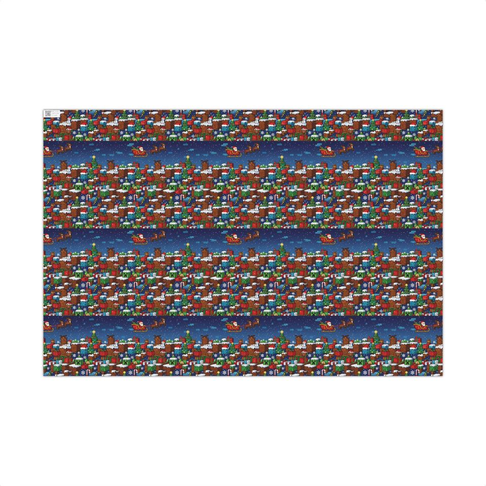 Minecraft Christmas  Gift Wrap, Christmas Wrapping Paper | Festive Santa Sack Pattern