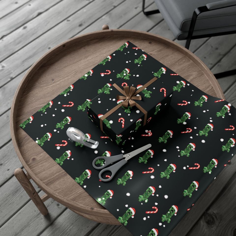 Minecraft Creeper Holiday Gift Wrap Paper
