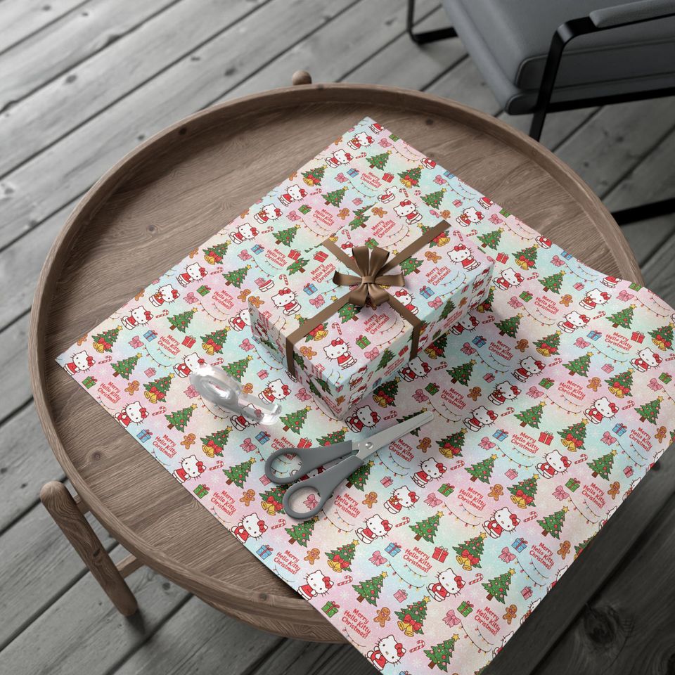 Hello Kitty Christmas Pattern Gift Wrap Paper | Holiday Wrapping Sheets