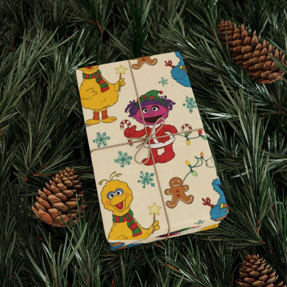 Sesame Street Christmas Wrapping Paper, Nostalgic Holiday Pattern