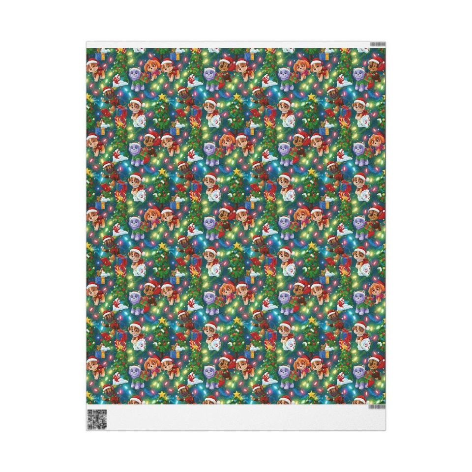 Christmas Paw Patrol Wrapping Paper, Holiday Pups