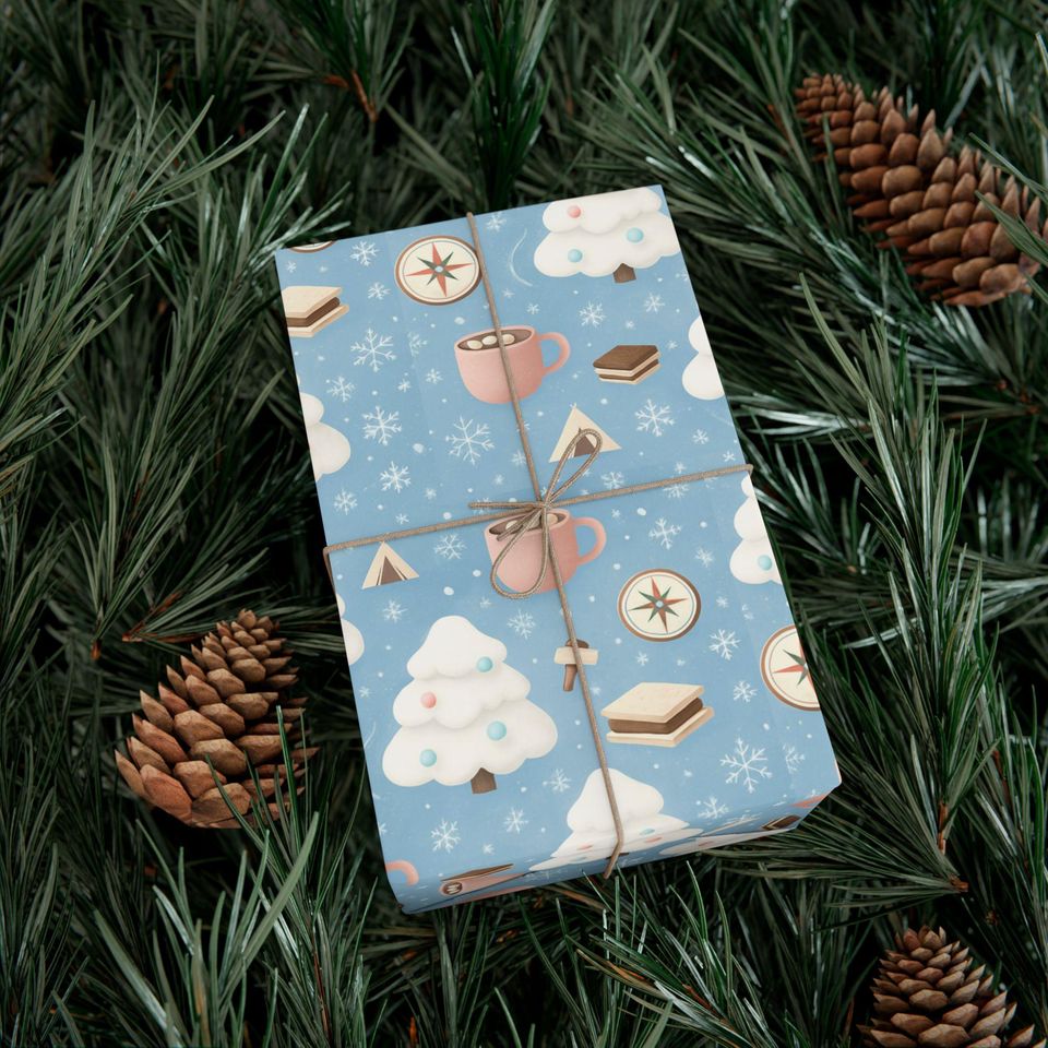Marshmallow Hot Cocoa Pattern Gift Wrap
