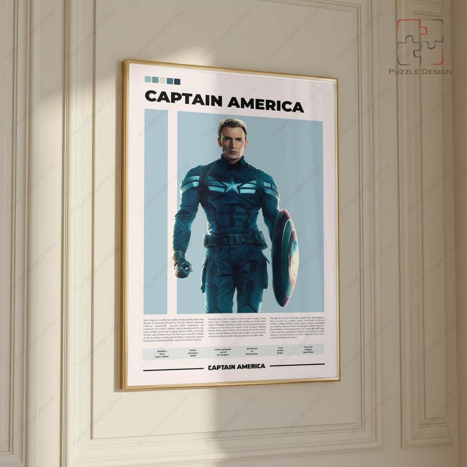 Captain America Poster | Marvel Poster | Steve Rogers | Chris Evans | Character Poster