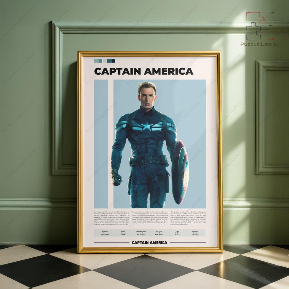 Captain America Poster | Marvel Poster | Steve Rogers | Chris Evans | Character Poster