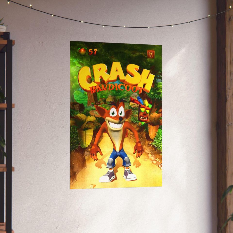 Retro Crash Bandicoot Poster | Classic PS1 Game Print