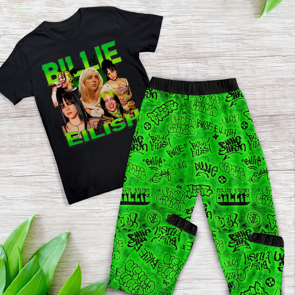 Green Billie Eilish Sleepwear  Comfortable Night Outfit