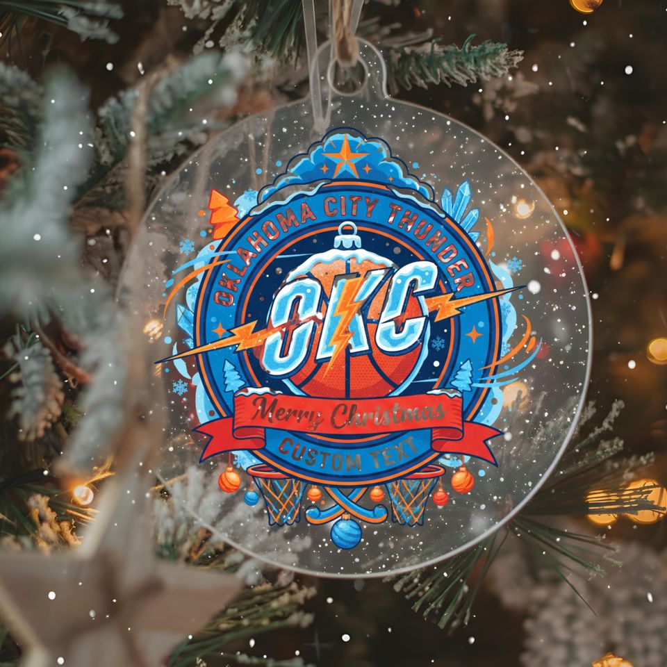 Oklahoma City Thunder Ornament, Bauble,Personalized Basketball Fan Gift,Acrylic Decor